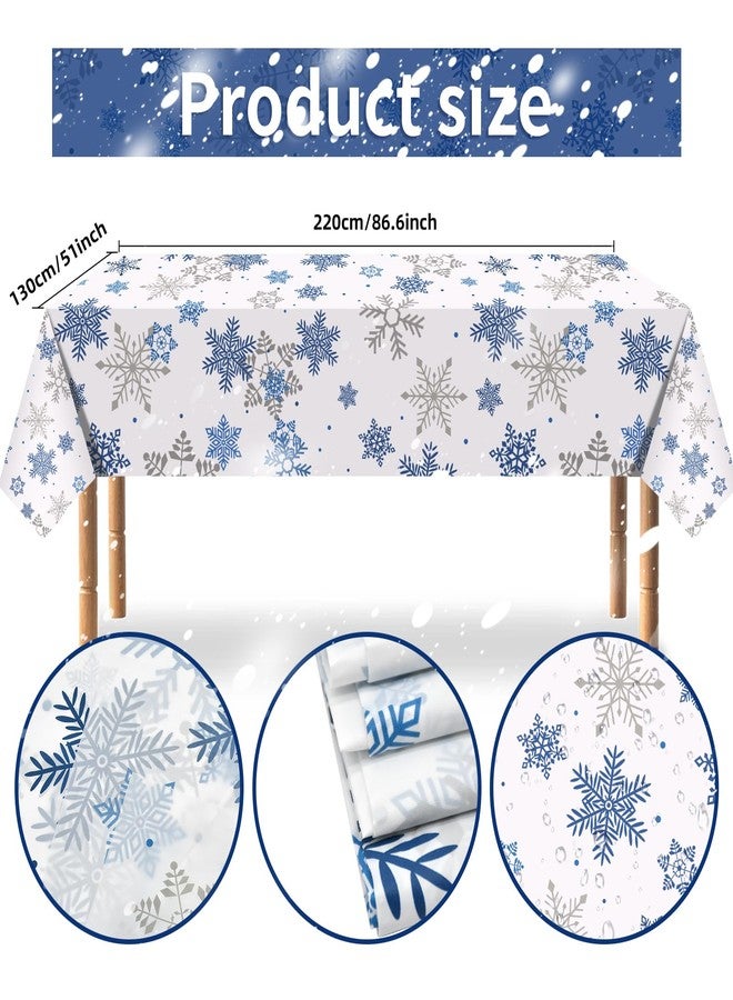 SpinLaLa 3-Piece 54 x 108 Inch Christmas Plastic Tablecloth White Snowflakes Design, Disposable Holiday Winter Wonderland Rectangle Table Cloth for Dining Room Kitchen Table Cover Indoor Outdoor Decorations - Image 2
